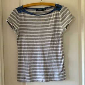 Lauren Ralph Lauren striped tee with zippers on shoulders